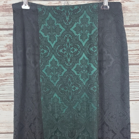 Morbid Threads Med Vtg Y2K Green/Black Brocade Corset Top & Maxi Skirt 2-pc Set - Picture 9 of 16